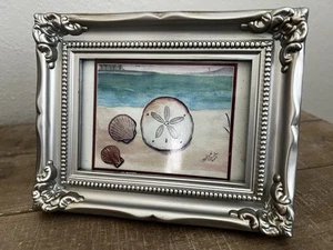 Original Watercolor Beach Sand Dollar Seashells Framed Art Signed Betty N. Smith - Picture 1 of 7