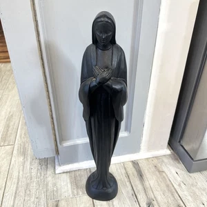 ANTIQUE WOOD HAND CARVED VIRGIN MARY STATUE SCULPTURE FIGURE Signed 23” - Picture 1 of 14