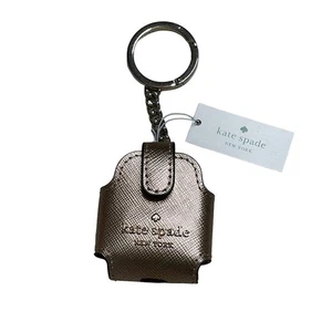 Kate Spade Staci Airpod case Key Ring Bag charm in Metallic Saffia - Picture 1 of 5