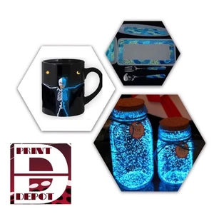Ink jet Waterslide Decal Paper Glow In The Dark BLUE Transfer 5 Sh 8.5”x11” - Picture 1 of 6