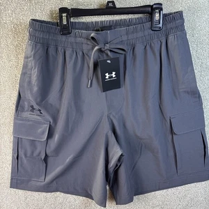 Under Armour Pantaloncini Cargo Uomo Grigio Medio UA Vibe Tessuto Elasticizzato Atletico NUOVO - Foto 1 di 8