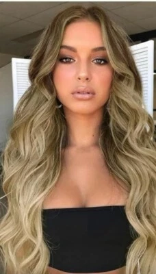 Extensiones de cabello sintéticas con clip para mujer Vigorous 20" marrón rubio ombre 4 piezas Foto 1 de 4