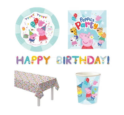 Peppa Pig Party Tableware Decorations Peppa Pig Kids Birthday Party Plates Cups - Image 1 of 4