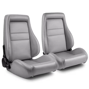 Universal 1 Par de Asientos Gris Estilo OBS Reclinables PVC Cuero Asientos de Coche - Imagen 1 de 9