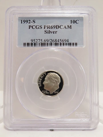 1992-S 10C PCGS PROOF PR69DCAM SILVER ROOSEVELT DIME* Cover
