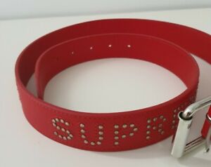 NEW SS18 Supreme studded logo red leather belt size S / M