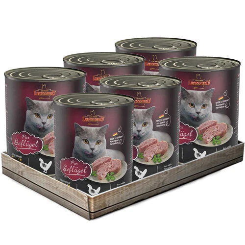 6 x 800 g Leonardo Geflügel pur Getreidefreies Nassfutter für Katzen | Dose - Bild 1 von 1