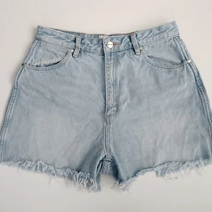 Wrangler Hi Bells Womens Size 10 Denim Shorts Cut Off Fray Light Blue High Rise - Picture 1 of 19