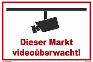Schild 60 x 40 cm - Dieser Markt - Videoüberwachung Aluminiumverbundpl. - Bild 1 von 1