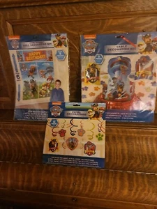 Paw Patrol 6 Ft. 5 pcs Birthday Backdrop 3pcs Table Decor Kit & 12pc Swirl Deco - Picture 1 of 8
