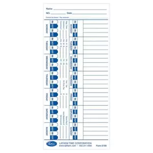 Lathem Time Cards For Electronic Side-Print Time Clocks, Weekly, 1-S(PKG of 10) - Picture 1 of 1