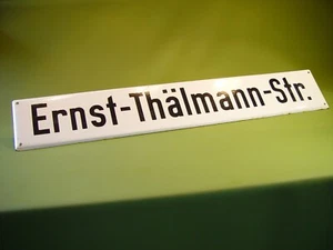 altes emaillies Straßenschild Emailleschild Ernst-Thälmann-Straße - Bild 1 von 14
