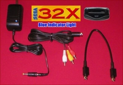 Sega 32X AC Adapter W/LED & AV + GOLD 8 PIN 32X Link Cable for Genesis 2 NEW - Image 1 of 4