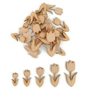 Flor de tulipán MDF formas artesanales madera en blanco decoración adorno día de boda - Imagen 1 de 4