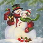 (2) Two Paper Lunch Napkins for Decoupage/Mixed Media - Snowman Couple