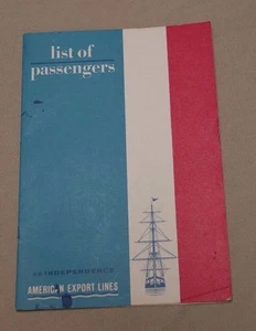 SS Independence 1964 American Export Lines Sunlane lista de pasajeros de crucero - Imagen 1 de 3