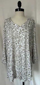 APPLESEED'S braun Viskose Stretch V-Ausschnitt Top T-Shirt Langarm Freizeit Damen XL - Bild 1 von 7