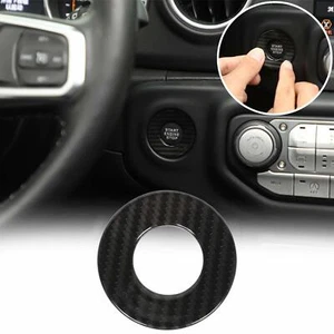 Carbon fiber Car Engine Start Stop Button Trim for Jeep Wrangler JL 2018+/JT 18+ - Imagen 1 de 6