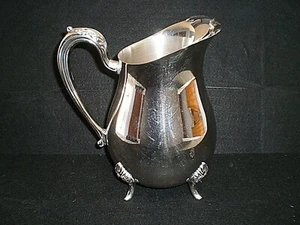 Alvin SILVER PLATE FOOTED WATER PITCHER w/ Ice Lip RC 530, Holloware, 8 1/4" - Picture 1 of 2
