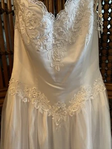 Melody Bridal Collection Wedding Dress Heart Bodice Sequin Lace Removable Straps - Picture 1 of 10