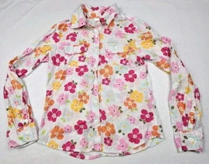 Gymboree Little Girls Size 12 Button Up Shirt Longsleeve Pink Floral  - Picture 1 of 4