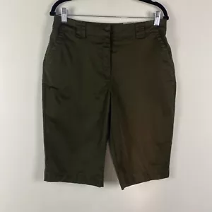 Chicos Brown Ocean Beach Bermuda Shorts Size 2 US 12 Elastic Waist Pockets - Picture 1 of 10