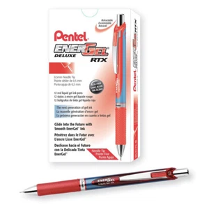 Pentel Energel Rtx Retractable Gel Pen, Fine 0.5Mm, Red Ink, Silver/Red Barrel - Picture 1 of 1