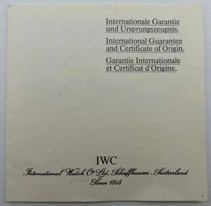 IWC - Garantie und Ursprungszeugnis für Ingenieur Chronograph 3734 - Bild 1 von 3
