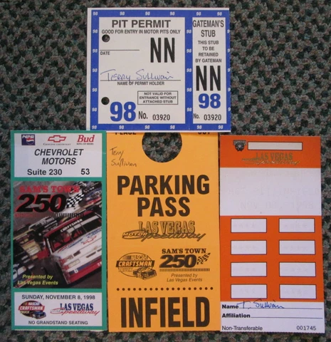 RARE 1998 SAM'S TOWN 250 NASCAR TICKET PIT PERMIT & PARKING PASS WITH HOLDER Cover