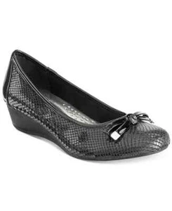 Karen Scott Pippa Low Heel Wedge Black Bow Shoes Size 9.5 M - Picture 1 of 12