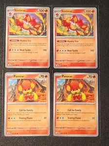 2x Simisear 021/182 & 2x Pansear 020/182 Pokemon card SV Paradox Rift NM - Picture 1 of 1