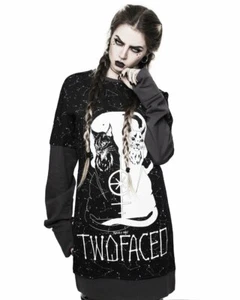 Maglione Rogue and Wolf due facce gatti stelle costellazioni punk gotico WAF-33 - Foto 1 di 7
