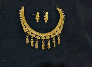 Indian Bollywood Ethnic Fashion Gold Plated Bridal Necklace Earring Jewelry Set - Picture 1 of 3