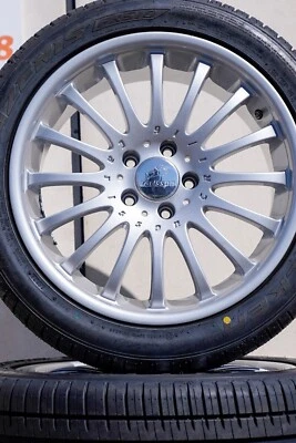 🏁 Seltene Carlsson Alufelgen 8,5J/10Jx18 Zoll – neu pulverbesch.+neue Bereifung - Bild 1 von 4