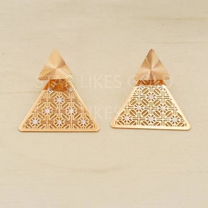18k Rose Gold Earring Tringle Earring Stud Earring 18k Stud Earring - Picture 1 of 6