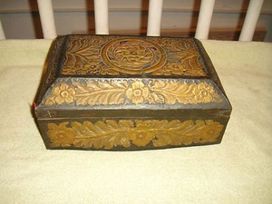 Antique Victorian Gothic Trinket Letter Box Metal Floral Patterns - Picture 1 of 11