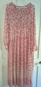 Free People Maxi-Langarmkleid rosa Blumen Voile Größe M - Bild 1 von 11