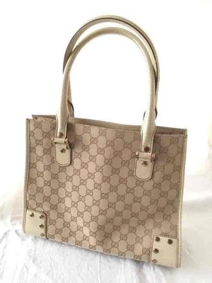 GUCCI Gucci tote bag White Handbag One owner item GG pattern - Image 1 of 4