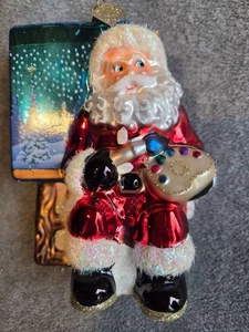🎄Christopher Radko Brillante Pintura de Papá Noel Arte Molbert Adorno de Vidrio Nuevo - Imagen 1 de 7