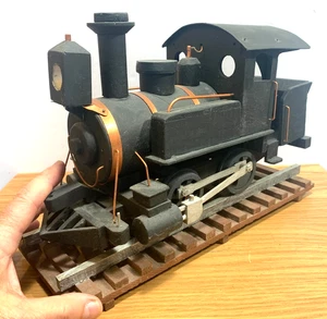 Vintage Wooden Train Engine Locomotive Cabin Car Handmade Folk Art Decor 14 x 8 - Picture 1 of 24