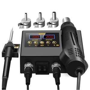 8898 Rework Soldering Station 2 In 1 Hot Air Soldering Iron LCD Digital Display - Picture 1 of 8