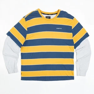 Primitive Layered Long Sleeve Striped Tee Mustard Blue XL Streetwear - Picture 1 of 11
