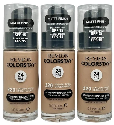 3X Revlon ColorStay 24HRS Foundation Combination / Oily Skin 220 Natural Beige - Image 1 of 2