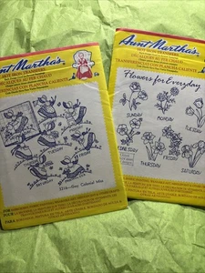 Aunt Martha's Iron-On Embroidery Transfer Flowers And Colonial Miss Days Of Week - Picture 1 of 4