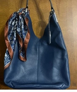 g.i.l.i. leather handbag Blue With Scarf And Dust Bag And Gold Accents - Picture 1 of 9