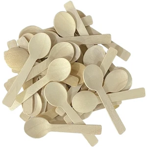 100 Pezzi Mini Cucchiai in Legno Monouso Degustazione Campionamento Cucchiai Compostabili - Foto 1 di 7