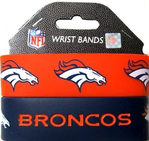 BRACCIALETTI DA POLSO IN SILICONE DENVER BRONCOS NUOVI CONFEZIONE DA 2 - Foto 1 di 1