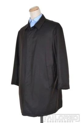 ISAIA Solid Brown Birdseye Wool Mac Trecnh Jacket Overcoat - EU 56 / US 46 / XL - Image 1 of 4