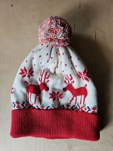 NWOT HANNA ANDERSSON DEER DEAR ECRU SWEATER KNIT POM POM HAT XL 12 - ADULT $40 - Picture 1 of 4