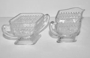 Vintage Indiana Sandwich Glass Pattern Creamer Bowl and Sugar Bowl - Picture 1 of 6